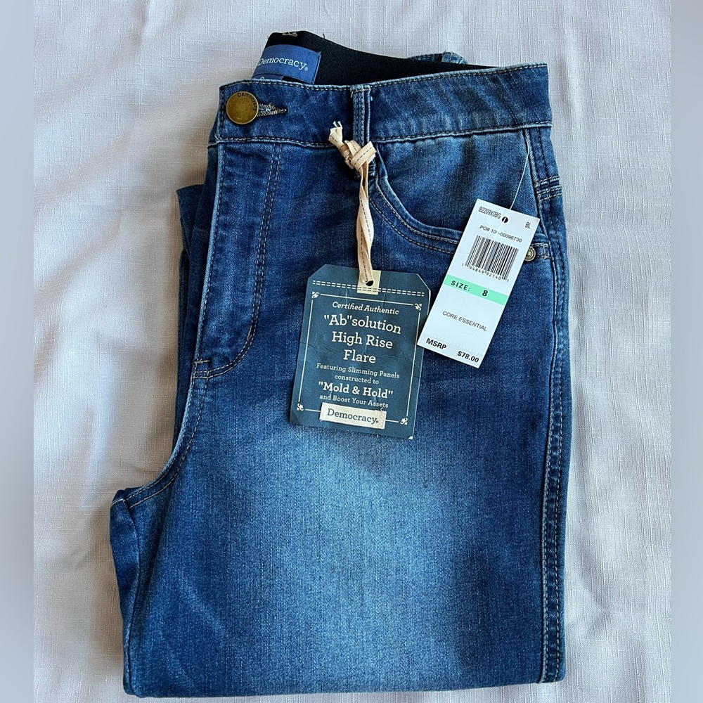Democracy 8 Ab Solution High Rise Flare Jeans-BLUE - NWT $78.